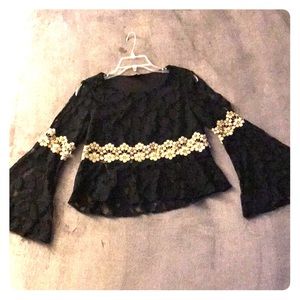 Black/Gold Floral Blouse